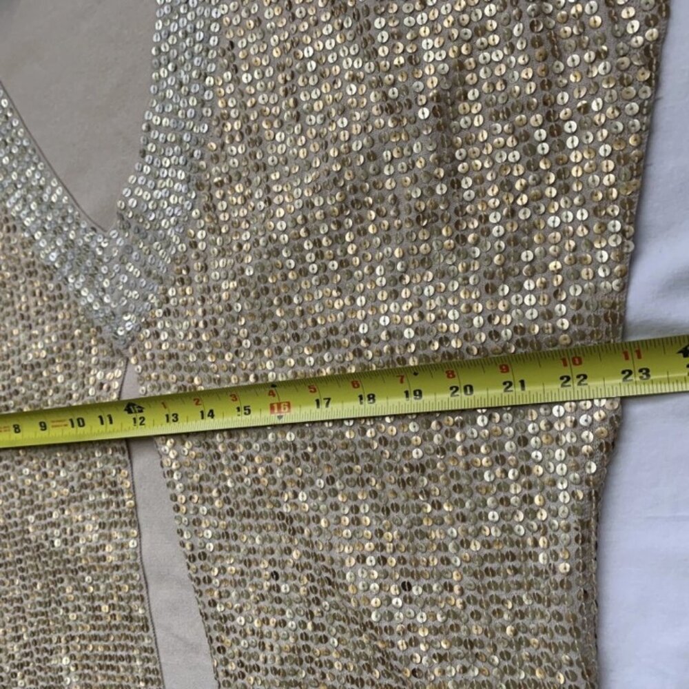 Chico’s Gold/Silver Sequin Embellished Poncho Cardigan Topper Vest Glam Sparkle - Picture 13 of 13